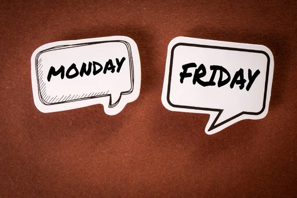 Monday Friday Text Speech Bubbles Dark Brown Background — Stock Photo, Image