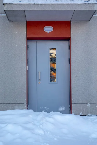 Front Door Apartment Building Covered Snow Snowfall Storm — Stock fotografie