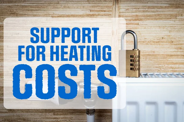 Support for heating costs. Heating radiator and padlock.