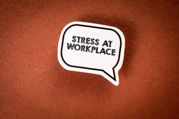 Stress Workplace Speech Bubble Text Brown Textured Background — Stock Photo, Image