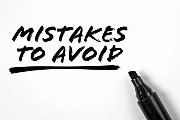 Mistakes Avoid Text Black Marker White Background — Stock fotografie