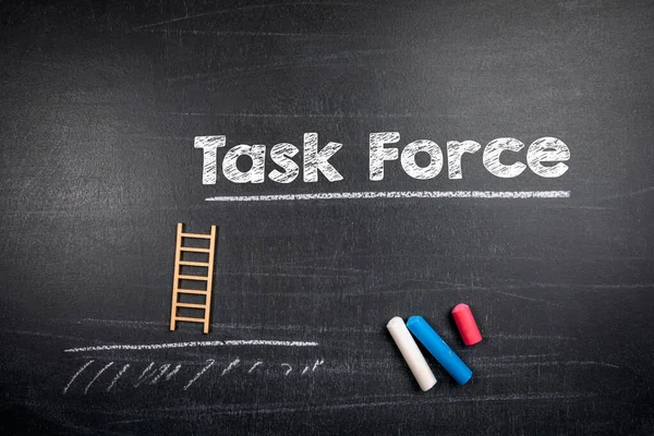 Task Force Text Dark Chalk Board — Stock Photo, Image