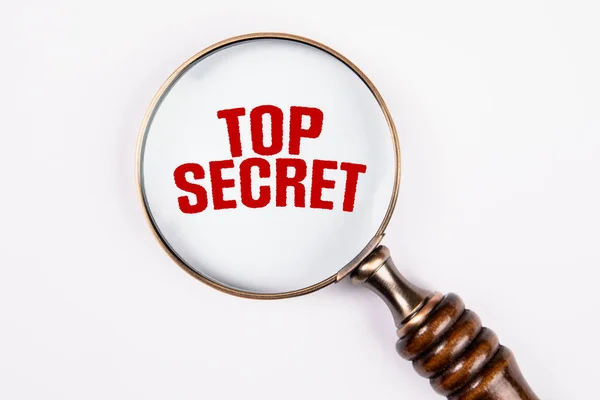 Top Secret Lente Ingrandimento Testo Sfondo Bianco — Foto Stock