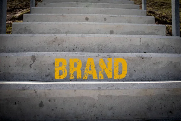 Brand Business Concept Betonnen Trap Naar Boven — Stockfoto