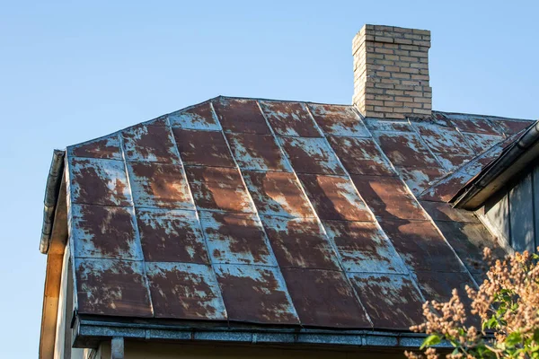 Staré Kovové Pozadí Střechy Domácí Renovace Zlepšení — Stock fotografie