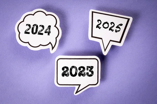 2023 2024 2025 Concepto Burbujas Voz Con Texto Sobre Fondo —  Fotos de Stock