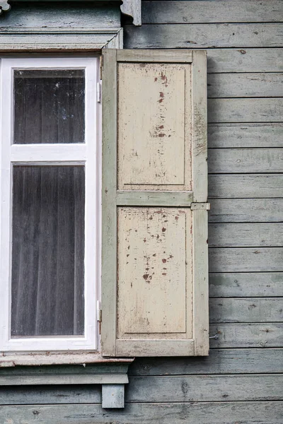 Dřevěná Okenice Pro Okno Starého Domu — Stock fotografie