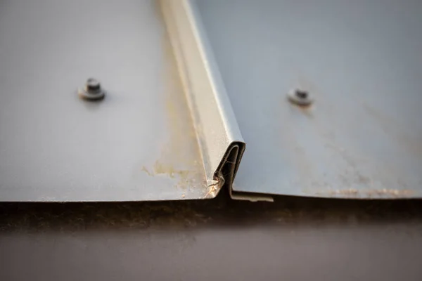 Metal Sheet Roofing Fastener Close Construction Repair — Stock Photo, Image