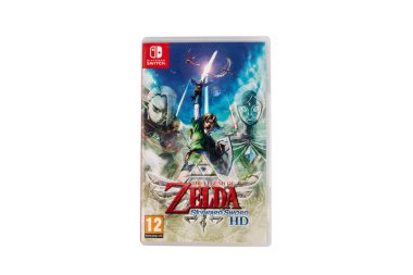 Sigulda, Letonya - 13 Eylül 2023: Beyaz arka planda Zelda Skyward Kılıç Efsanesi