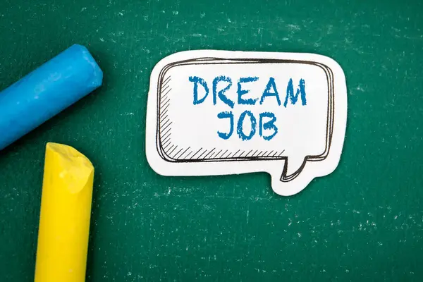 Dream Job. Speech bubble on a green chalkboard background.