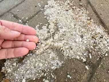 Sokaktaki tuz, karı eritmek için kullanılır, elde tuz barışı..