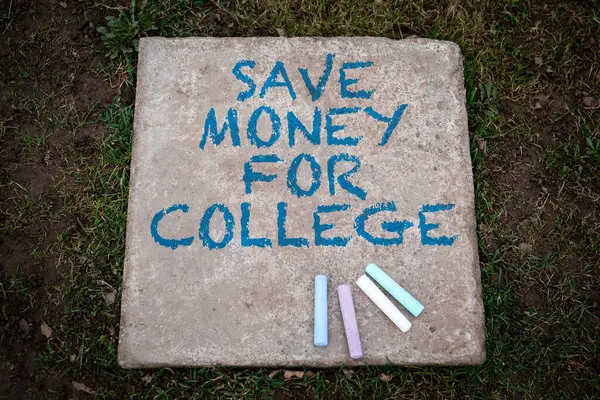 Money College Colored Pieces Chalk Concrete Pavement Slab Imagem De Stock
