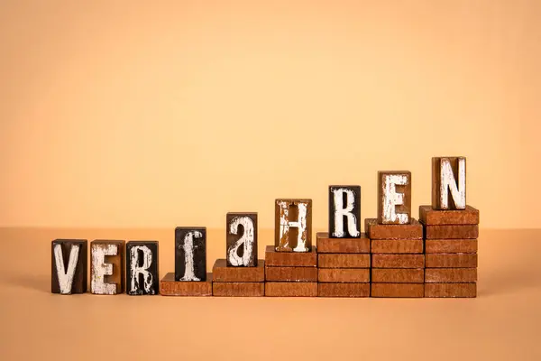 Procedure Word German Wooden Alphabet Letters Light Background Imagens Royalty-Free