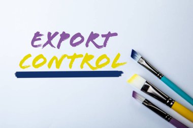 İhracat Kontrol. Beyaz arkaplanda yazı ve boya fırçası..
