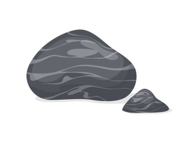 Beyaz arkaplanda siyah çizgili çakıl taşları