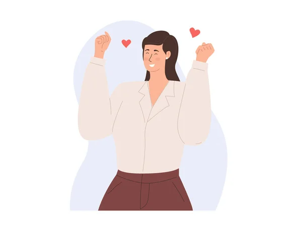 Счастливая Женщина Энергетический Успех Положительные Эмоции — стоковый вектор