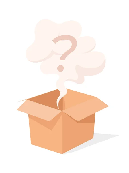 Surprise Mystery Cardboard Box Question Mark — Stock Vector