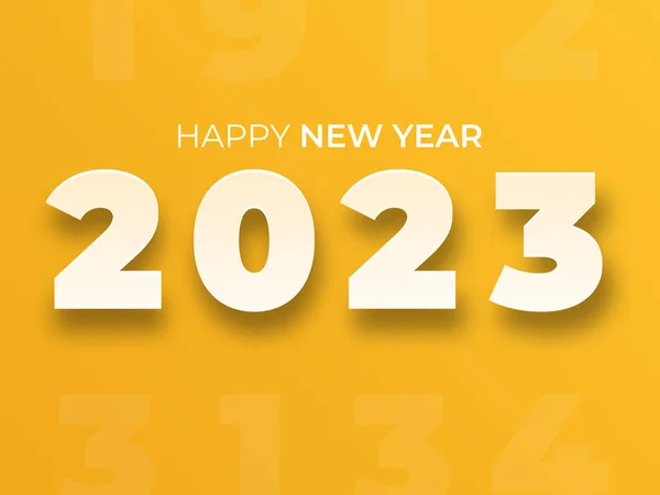 黄色の背景にシャイニー2023新年の挨拶 — ストックベクタ