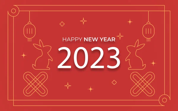 Chiński Nowy Rok 2023 Rok Królika Nowoczesny Styl Liniowy Design — Wektor stockowy