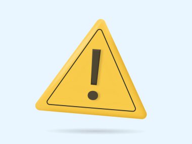 Gerçekçi 3 boyutlu sarı üçgen uyarı işareti çizimi