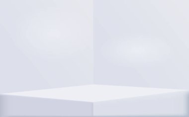 Boş gri stüdyo masası ve ışık arka planı. 3d ürün görüntüsü