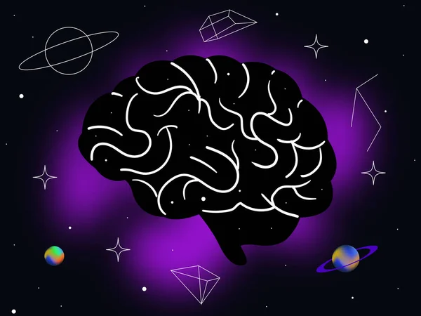 Concept Santé Mentale Cerveau Psychologie Neurosciences Esprit Créatif — Image vectorielle