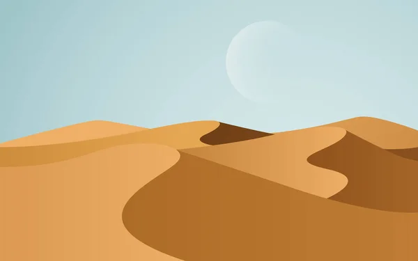 Belle Dune Sabbia Paesaggio Desertico Con Illustrazione Vettoriale Lunare — Vettoriale Stock