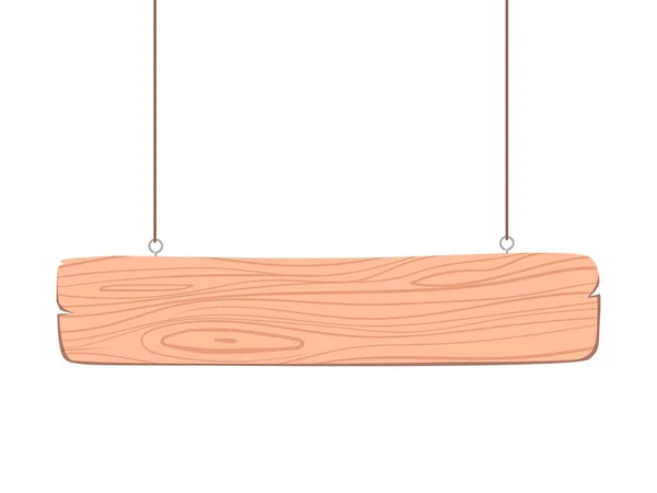 Blank Wooden Sign Hanging Nail String Vector Illustration — Stock Vector