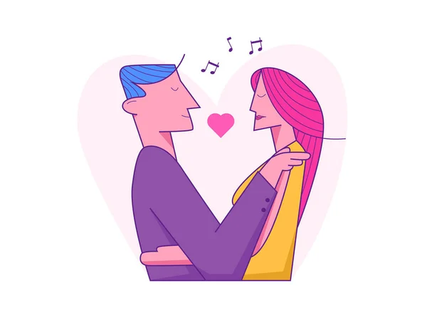 Couple Aimant Embrasser Danser Illustration Vectorielle — Image vectorielle