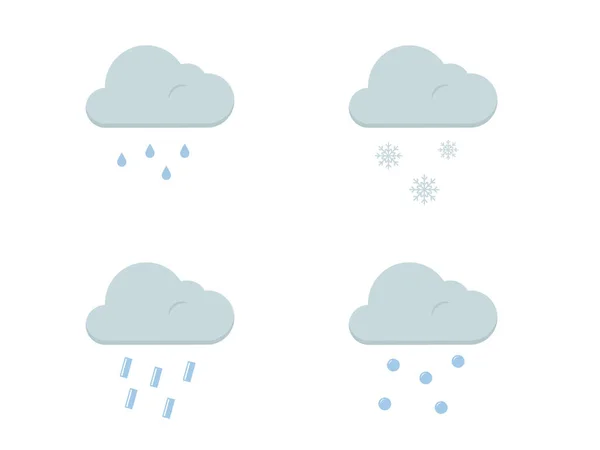 Стадии Осадков Дождем Снегом Снегом Градом Метеорологические Метеорологические Представления — стоковый вектор