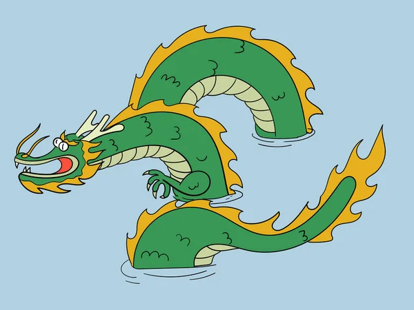 Dibujado Mano Abstracto Dragón Chino Oriental 2024 Año Nuevo — Vector de stock