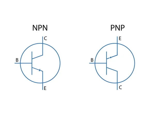 Transistor Parte Vectorial Del Transistor Pnp Npn Del Componente Electrónico — Vector de stock