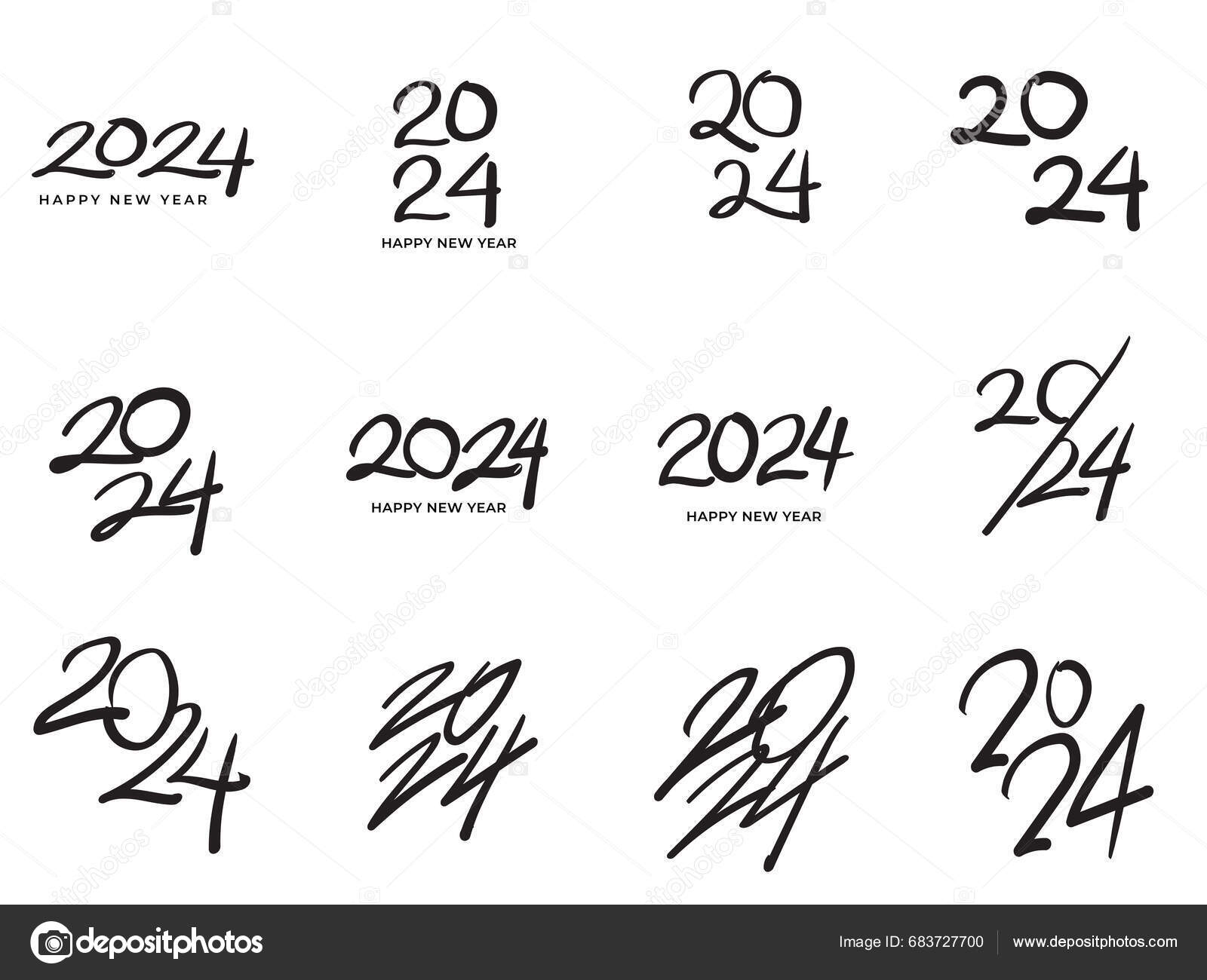 Set Dari 2024 Nomor Desain Template Simbol Natal 2024 Selamat Vektor   Depositphotos 683727700 Stock Illustration Set 2024 Number Design Template 