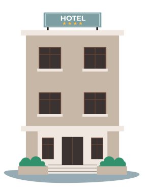 Otel binası cephesi, dış cephesi, mimarisi. 4 yıldızlı daire