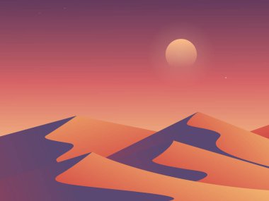 Çöl manzarası çizimi. doğa ve çöl illüstrasyonu