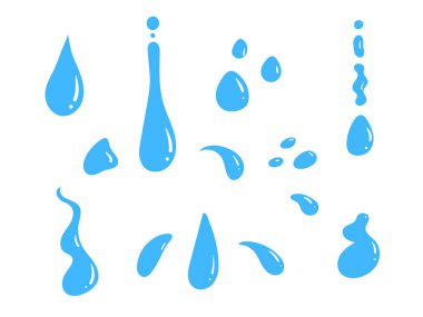 Temiz su damlası seti Islak su damlası, kabarcık elementi damlıyor