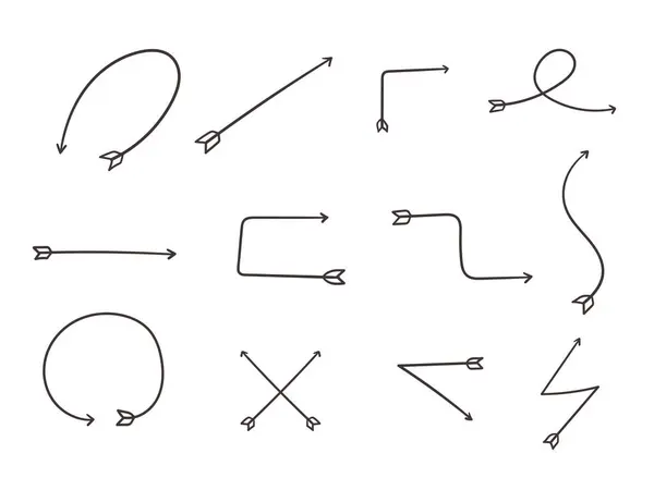 Freccia Disegnata Mano Set Vettoriale Vettoriale Stock