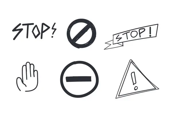 Hand Drawn Stop Sign Alert Caution Warning Royalty Free Stock Illustrations