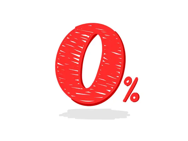 Hand Drawn Red Zero Percent Vector Discount Stock Vector