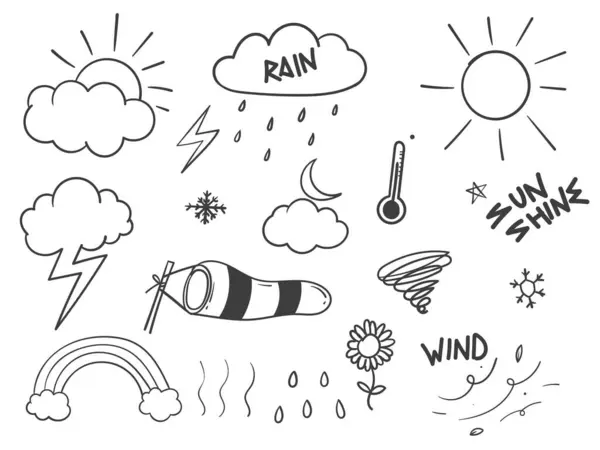 Hand Drawn Doodle Weather Elements Stock Illustration