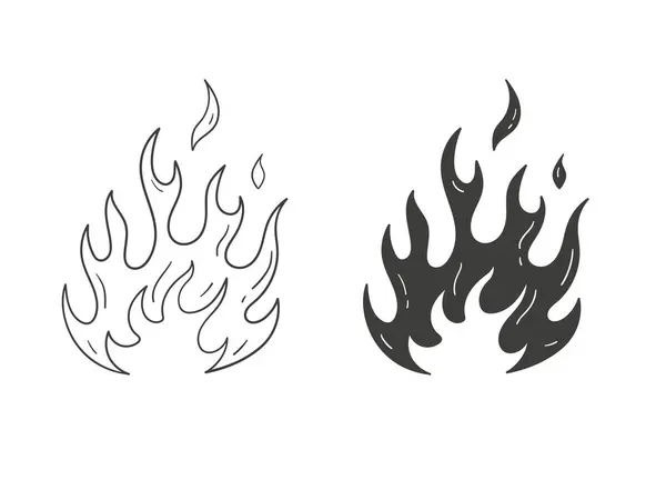 Hand Drawn Flames Icons Vector Set Fire Icon Royalty Free Stock Vectors