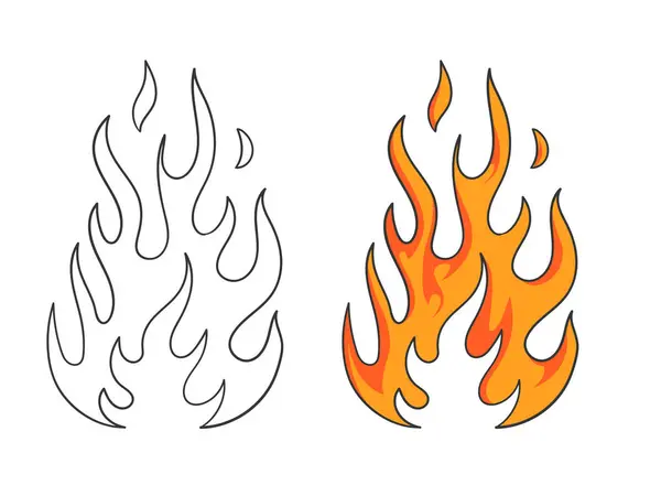 Απλό Διάνυσμα Φωτιάς Χειροποίητα Εικονίδια Φωτιάς Royalty Free Εικονογραφήσεις Αρχείου