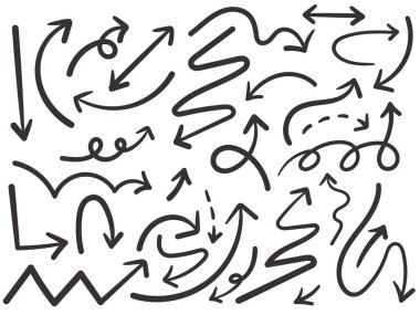Set of hand drawn calligraphy arrows vector doodle design elements