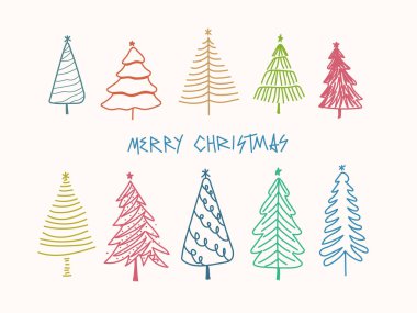 Mutlu Noeller Noel ağacı vektörü çizilmiş. Tatil kutlamaları süsü