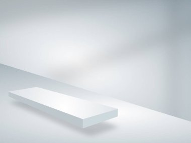 Geometrik formlarla soyut asgari sahne. yüzen podyum fotoğraf ürünü