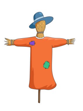 Eski giysiler giymiş bir korkuluk.