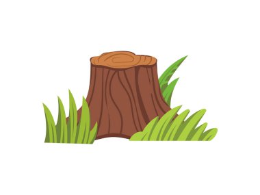 Çimenli eski bir ağaç kütüğü.