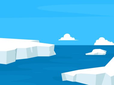 Kar dağları, buz dağları, kutup buzulları, Antarktika denizi.