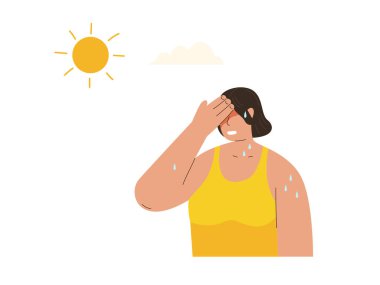 Dışarıdaki sıcak güneş ışığı, yüksek vücut sıcaklığı, kırmızı deri, susuzluk...