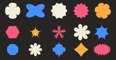 Y2k şekil ögesi, soyut retro figür, siyah siluetler